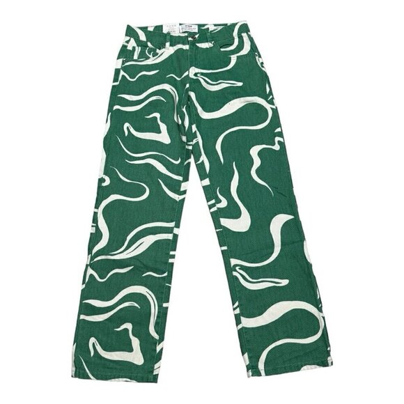 Cotton On RECYCLED Low Rise Straight Green Swift Designer Denim Jeans Womens 4 - Picture 1 of 6